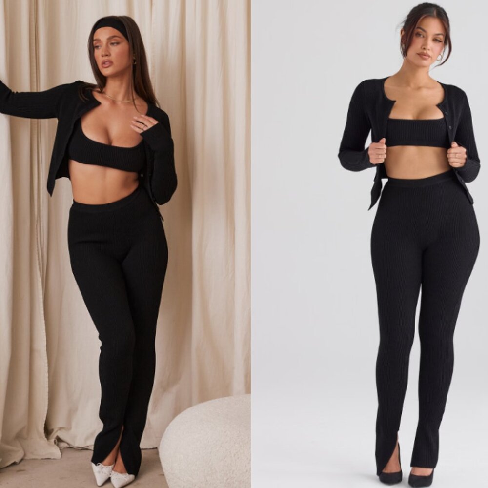 House of CB 'Mitzi' & 'Mitcha' Black Ribbed Set NWOT